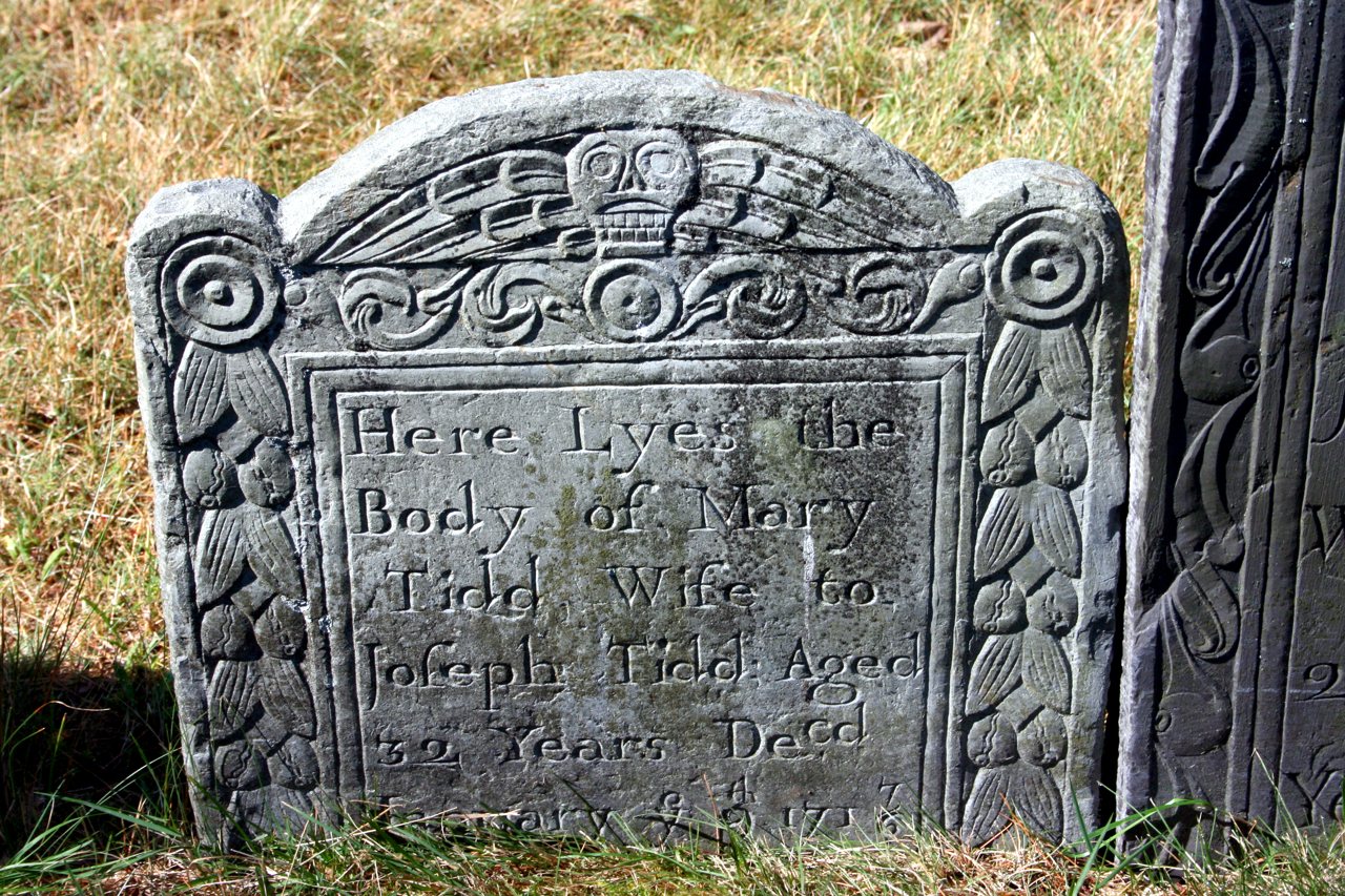Early headstone of Mary Tidd, wife of Joseph Tidd