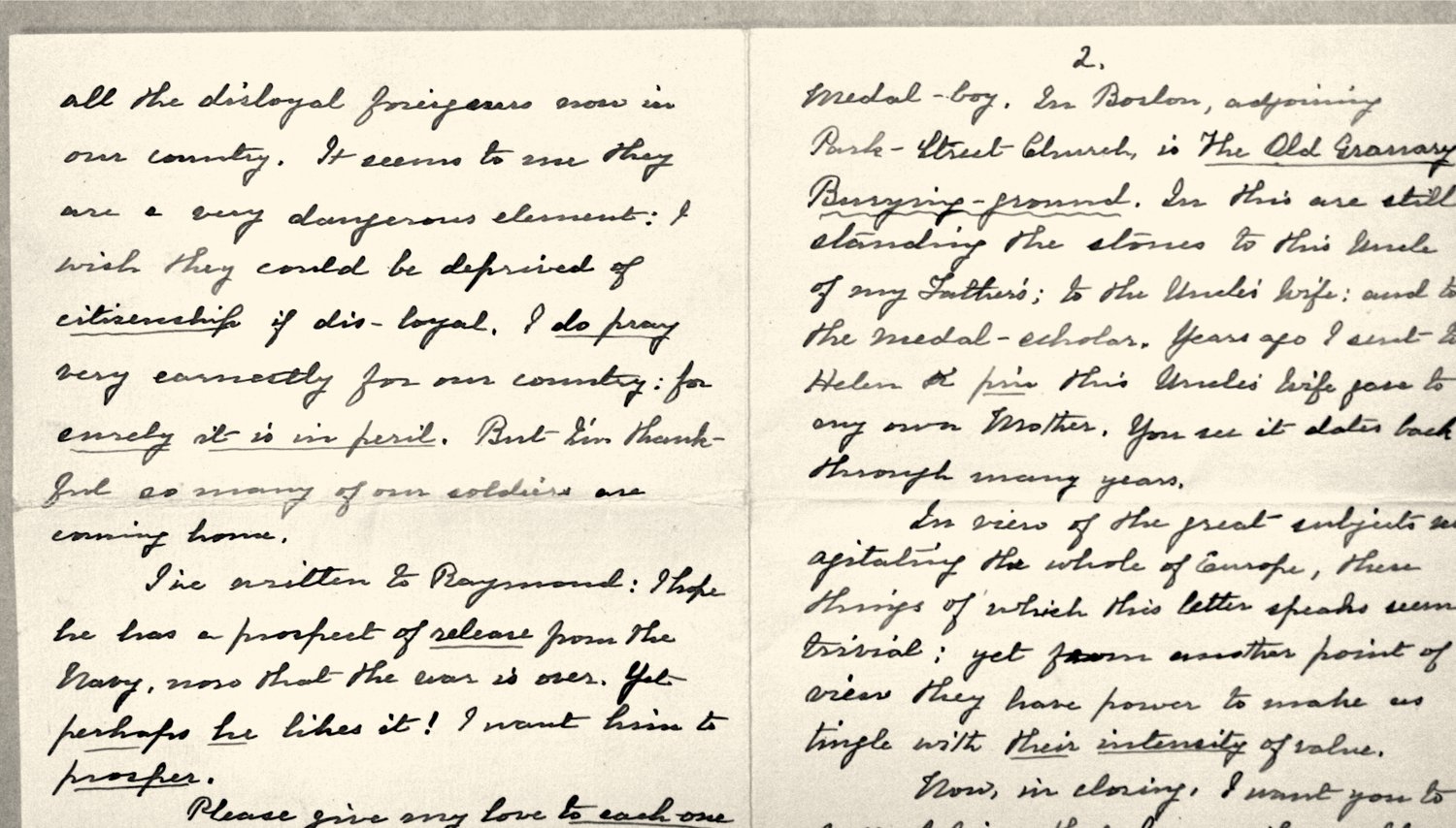 Closing spread of Aunt Esther's 1918 letter