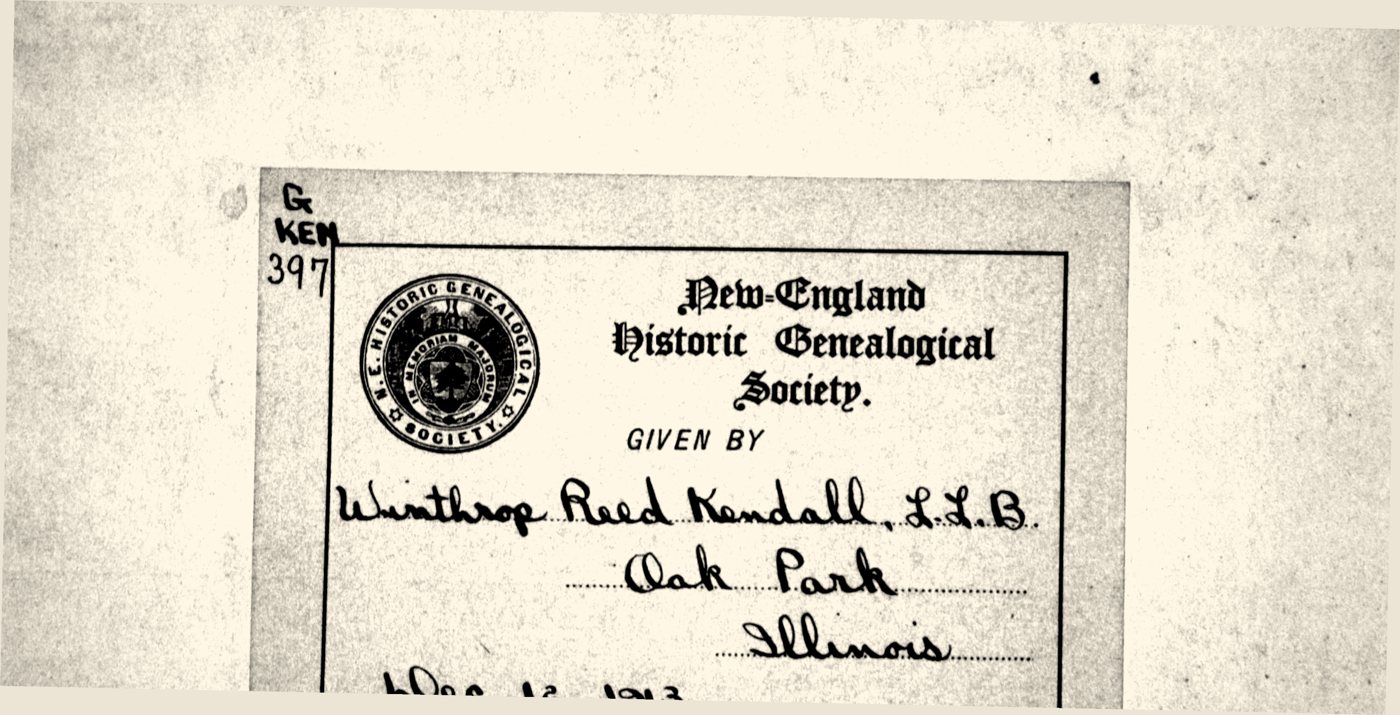 NEHGS donor bookplate dated 1913