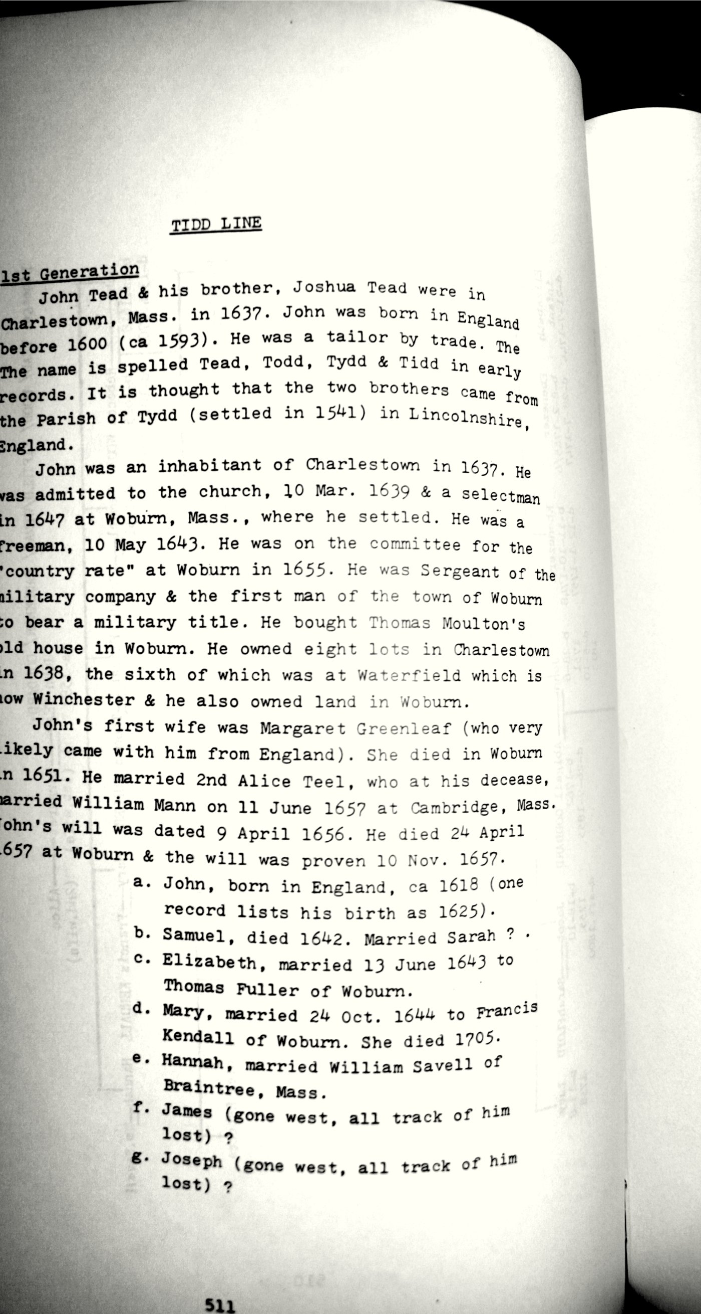 TIDD LINE typescript, page 511, first generation